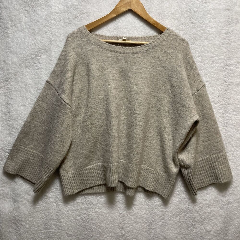 Grade & Gather Women’s Beige Knit Sweater Size Small Oversized Slouchy Prewashed